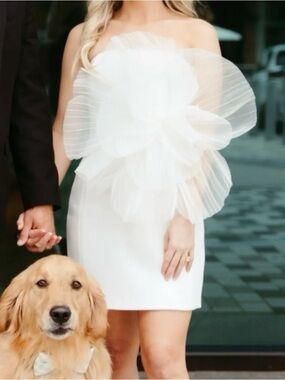 Meshki Victoria Strapless Dress w/ Oversized Flower